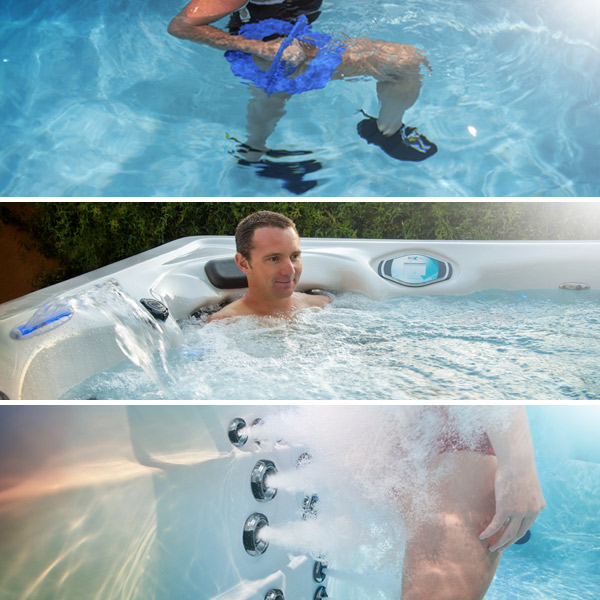 Mancuernas de ejercicio acuático, bañera de hidromasaje Ben Hoffman, chorros de spa de natación