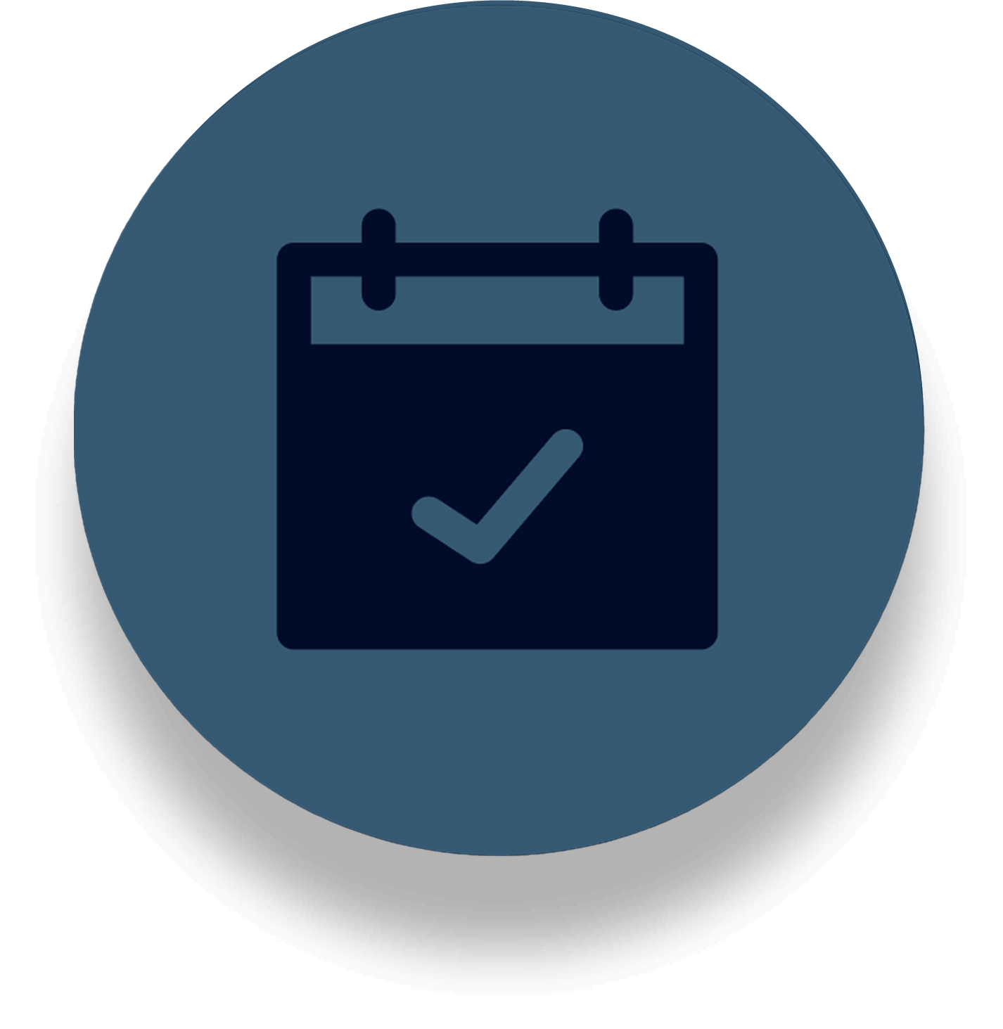 Icono de un calendario con una marca de verificación en una página.